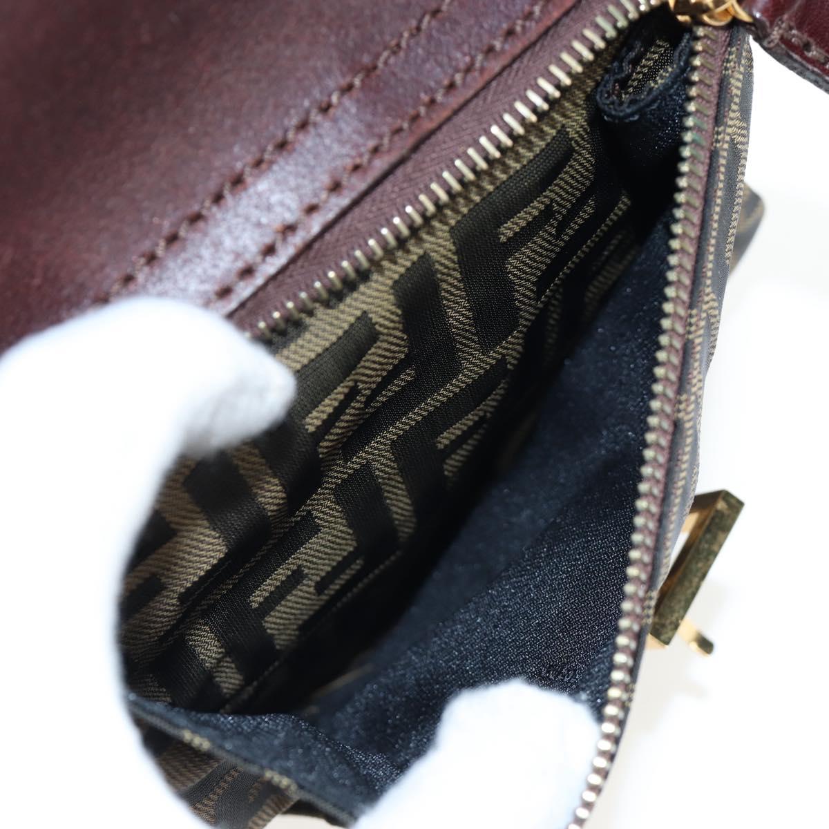 FENDI Zucca Canvas Shoulder Bag Brown Black Auth ep15102A