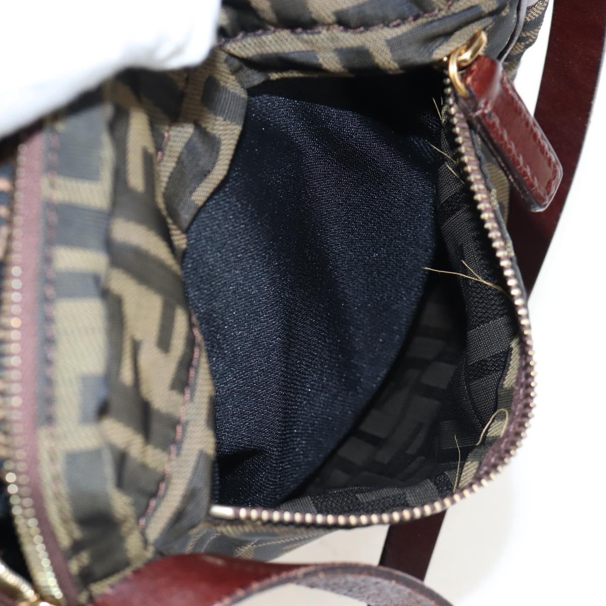 FENDI Zucca Canvas Shoulder Bag Brown Black Auth ep15102A