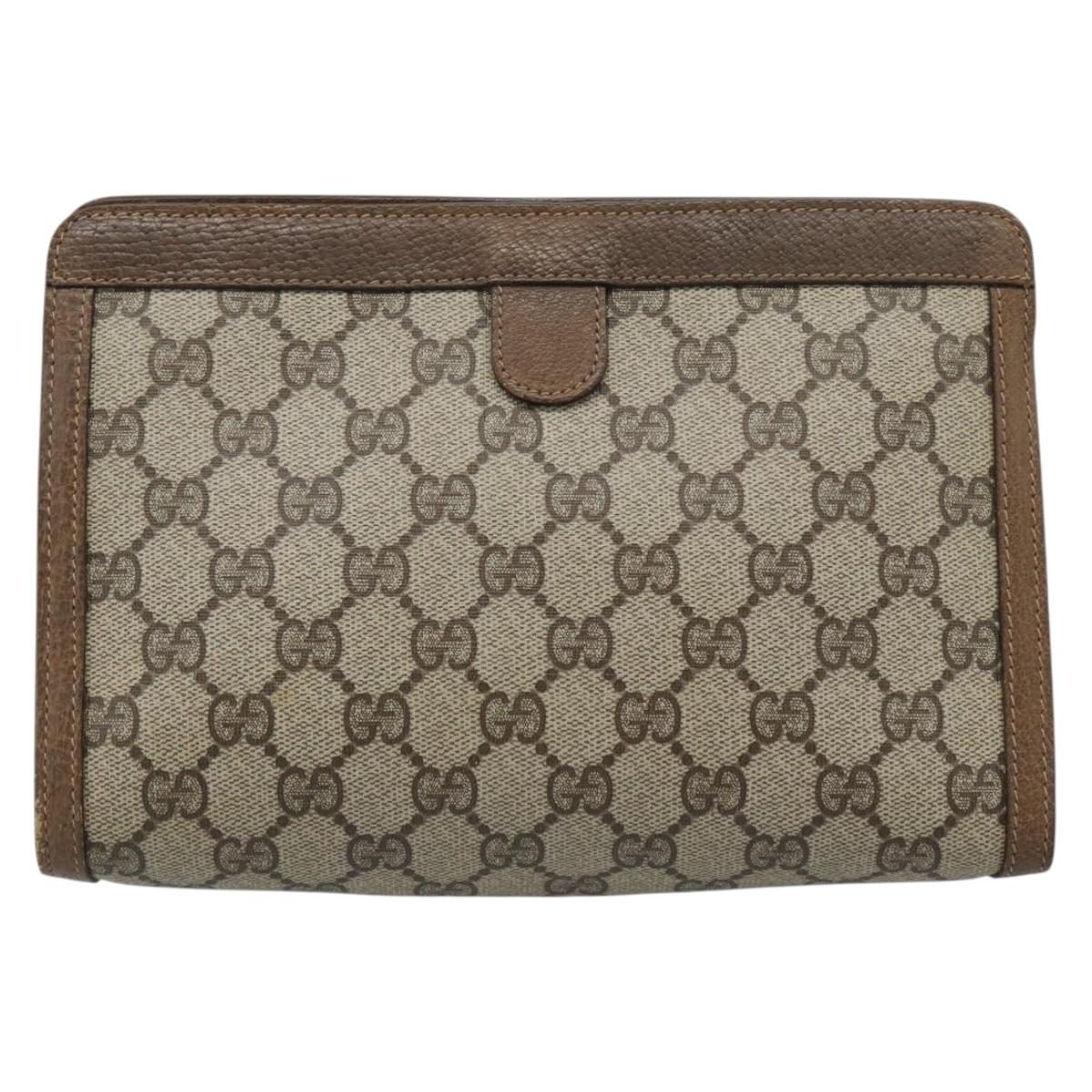 GUCCI GG Supreme Web Sherry Line Bag PVC Beige Gold 89 01 032 Auth ep15103