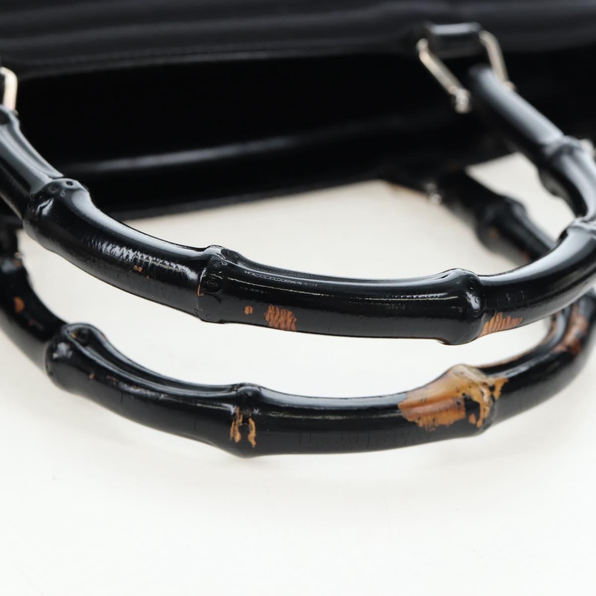 GUCCI Bamboo Hand Bag Canvas 2way Black Silver 002 1998 0353 Auth ep15105