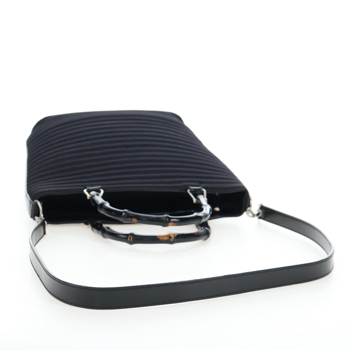 GUCCI Bamboo Hand Bag Canvas 2way Black Silver 002 1998 0353 Auth ep15105