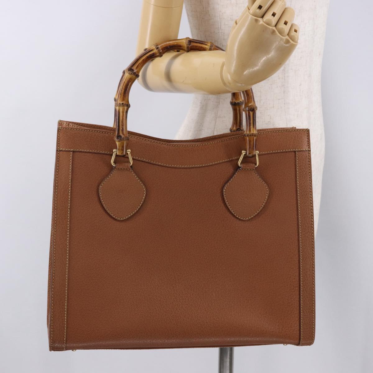 GUCCI Bamboo Hand Bag Leather Brown Gold 002 1095 0260 Auth ep15106