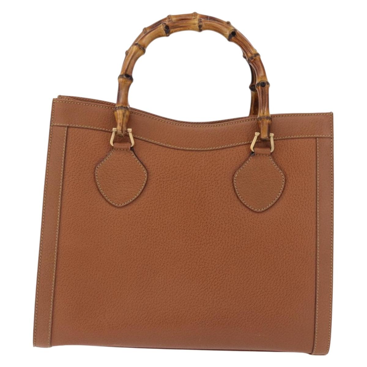 GUCCI Bamboo Hand Bag Leather Brown Gold 002 1095 0260 Auth ep15106