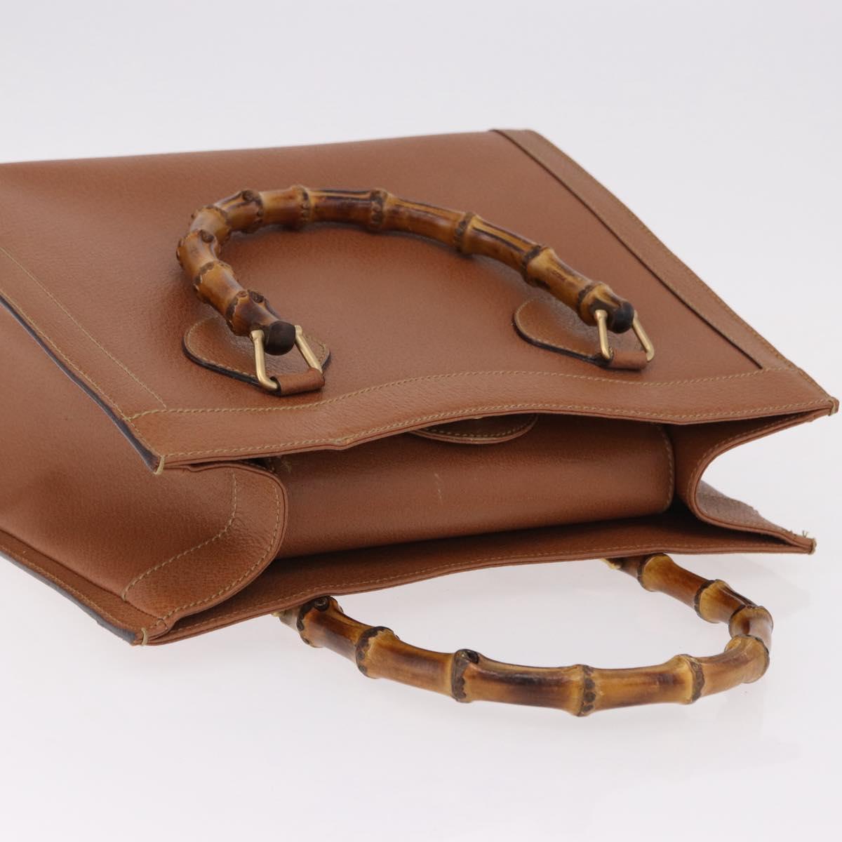 GUCCI Bamboo Hand Bag Leather Brown Gold 002 1095 0260 Auth ep15106
