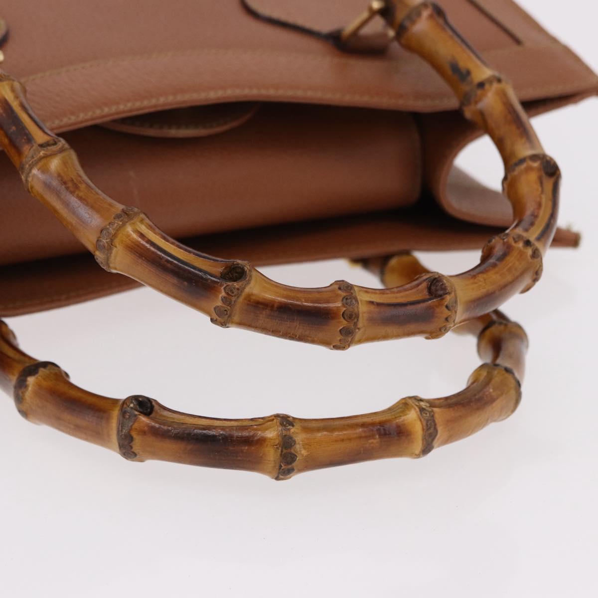 GUCCI Bamboo Hand Bag Leather Brown Gold 002 1095 0260 Auth ep15106