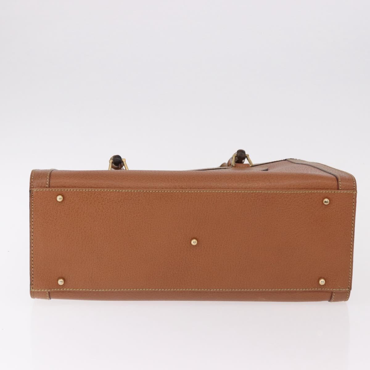 GUCCI Bamboo Hand Bag Leather Brown Gold 002 1095 0260 Auth ep15106