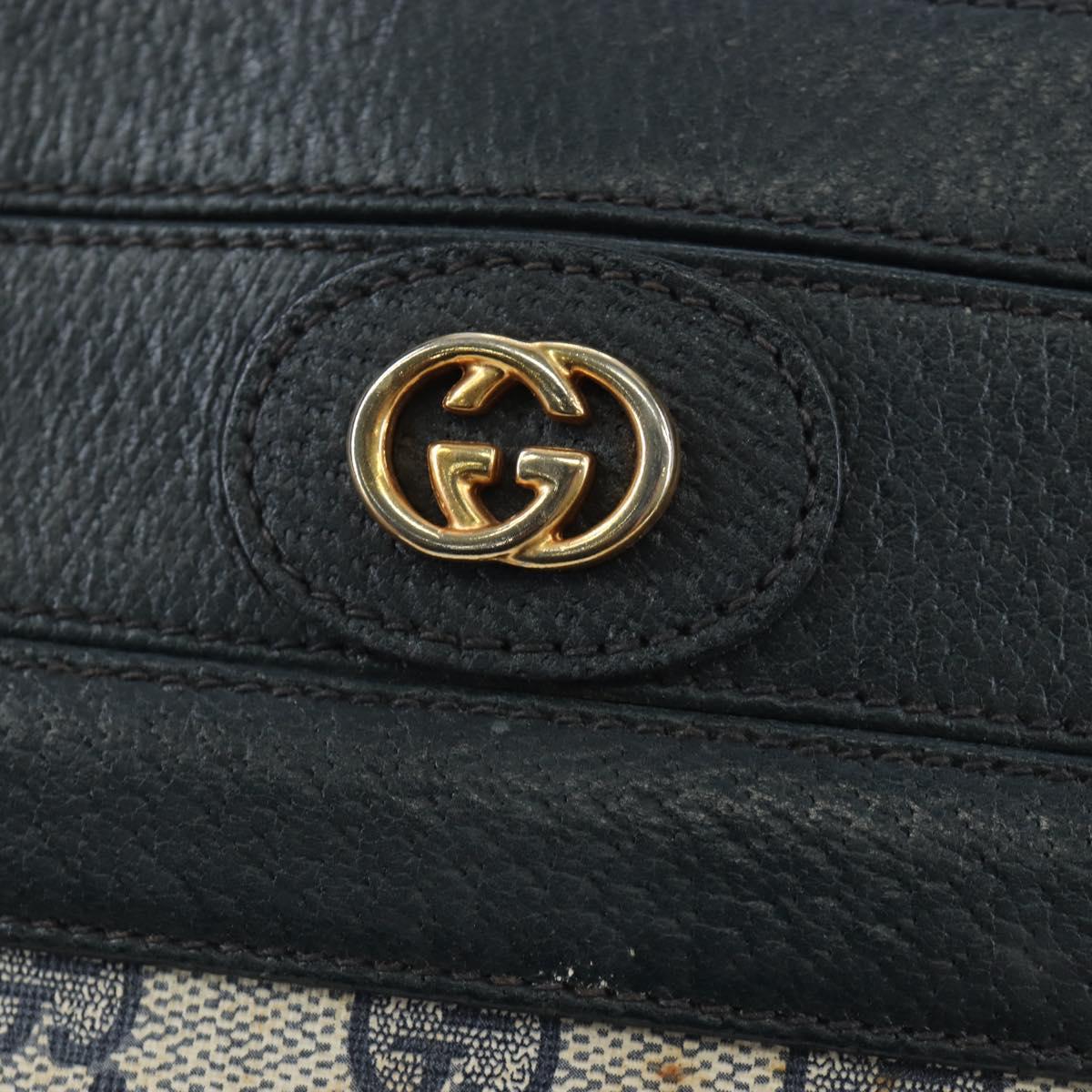 GUCCI GG Supreme Shoulder Bag PVC Navy Gold 001 109 0579 Auth ep15109