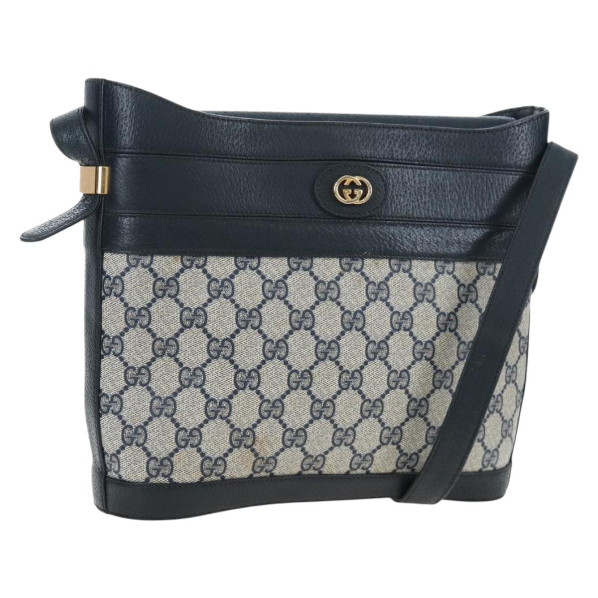 GUCCI GG Supreme Shoulder Bag PVC Navy Gold 001 109 0579 Auth ep15109