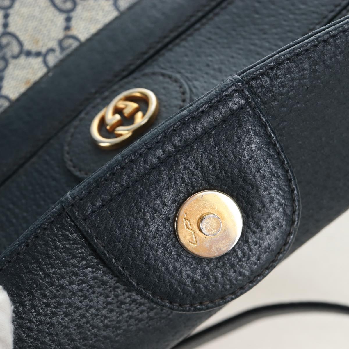 GUCCI GG Supreme Shoulder Bag PVC Navy Gold 001 109 0579 Auth ep15109