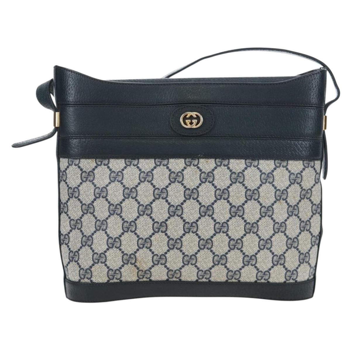 GUCCI GG Supreme Shoulder Bag PVC Navy Gold 001 109 0579 Auth ep15109