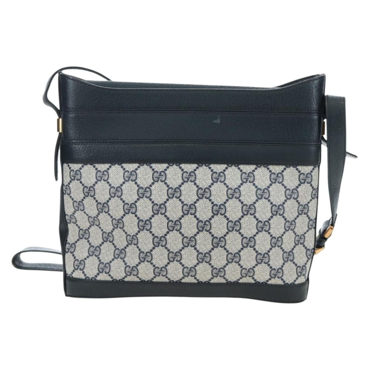 GUCCI GG Supreme Shoulder Bag PVC Navy Gold 001 109 0579 Auth ep15109