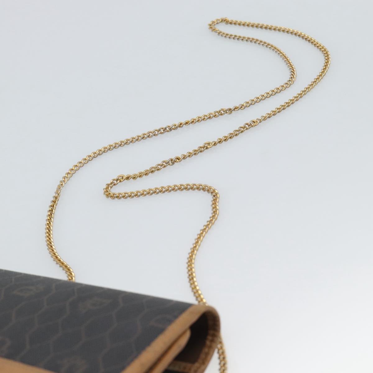 Christian Dior Honeycomb Canvas Chain Shoulder Bag PVC Black Gold Auth ep15113