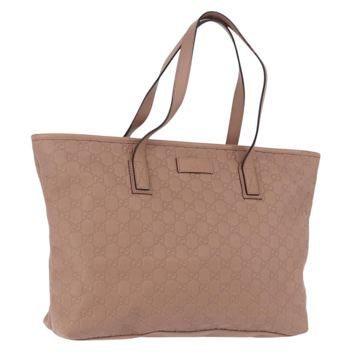 GUCCI GG Canvas Guccissima Tote Bag Leather Beige Gold 211137 Auth ep15114A