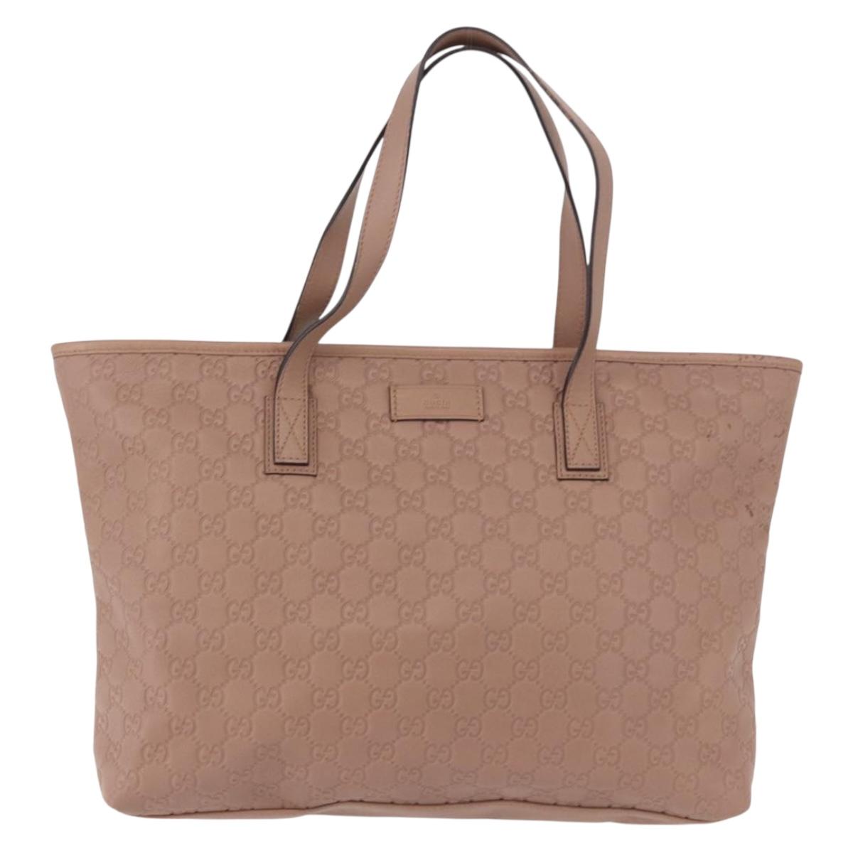 GUCCI GG Canvas Guccissima Tote Bag Leather Beige Gold 211137 Auth ep15114A