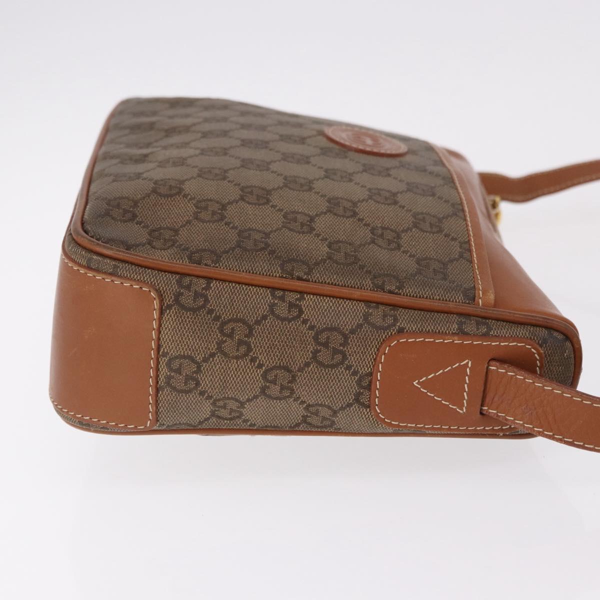 GUCCI GG Canvas Shoulder Bag Beige Gold Auth ep15115