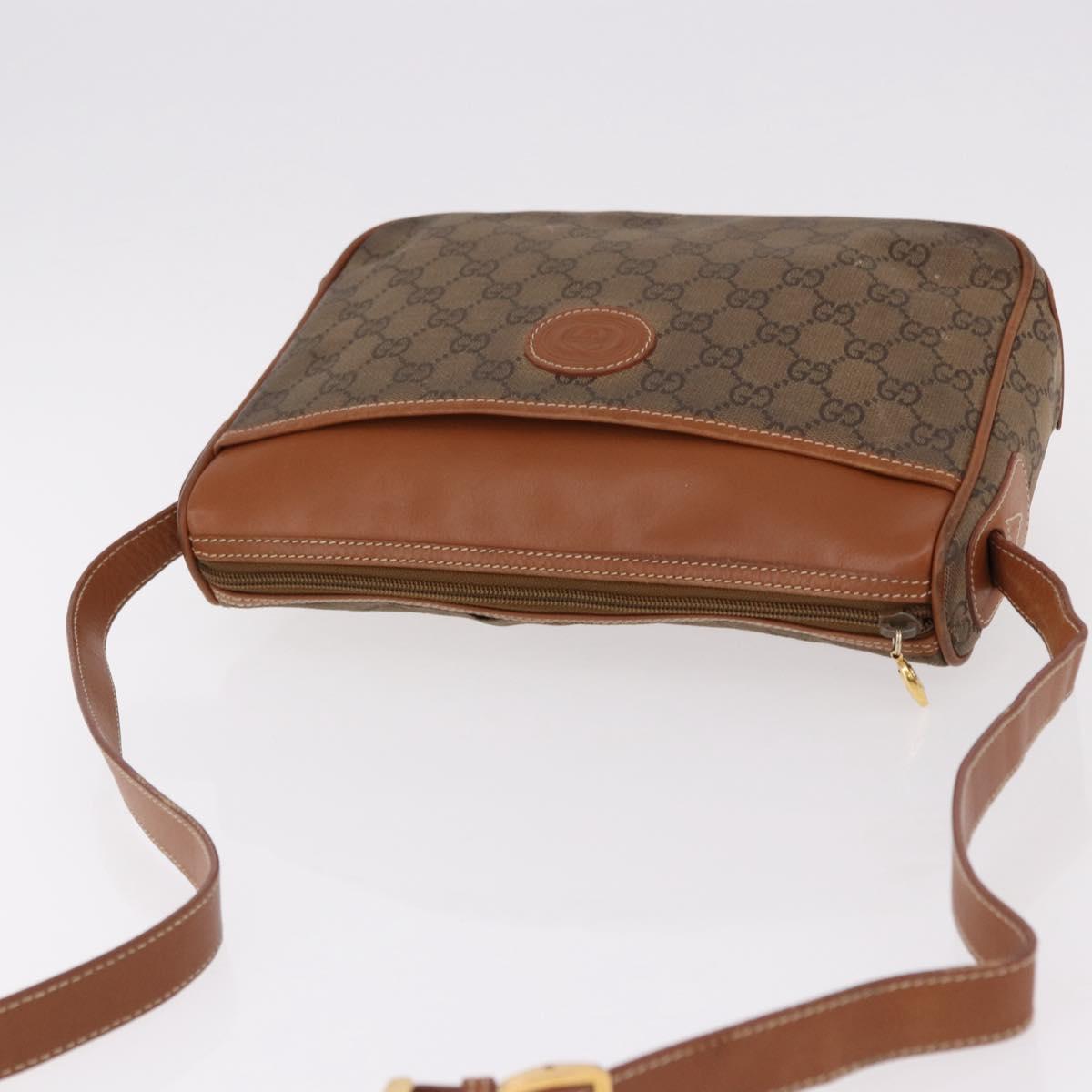 GUCCI GG Canvas Shoulder Bag Beige Gold Auth ep15115
