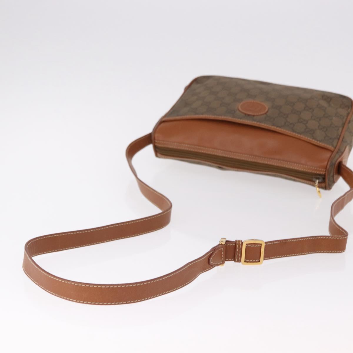 GUCCI GG Canvas Shoulder Bag Beige Gold Auth ep15115