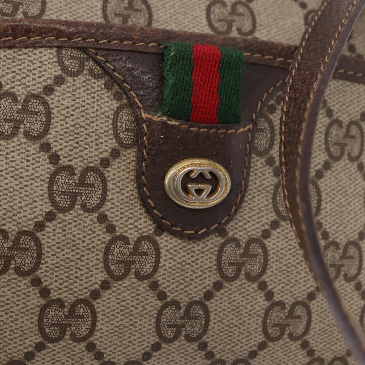 GUCCI GG Supreme Web Sherry Line Bag PVC Beige Gold 116 02 089 Auth ep15117