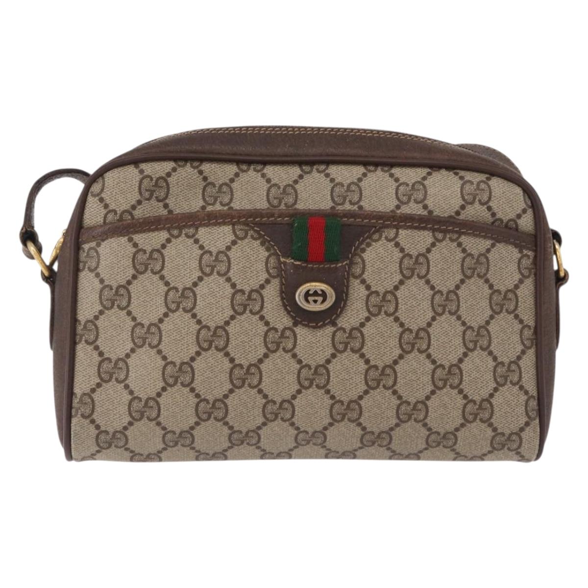GUCCI GG Supreme Web Sherry Line Bag PVC Beige Gold 116 02 089 Auth ep15117