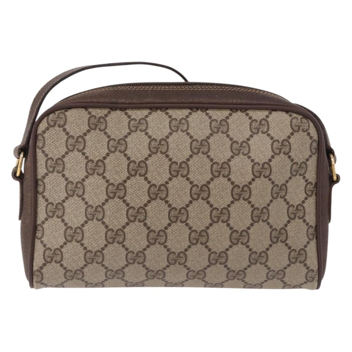 GUCCI GG Supreme Web Sherry Line Bag PVC Beige Gold 116 02 089 Auth ep15117