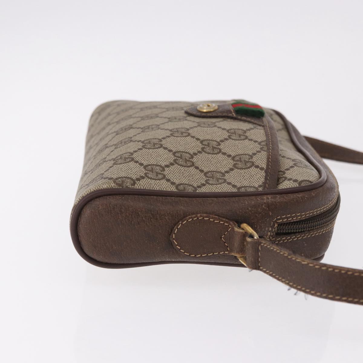 GUCCI GG Supreme Web Sherry Line Bag PVC Beige Gold 116 02 089 Auth ep15117