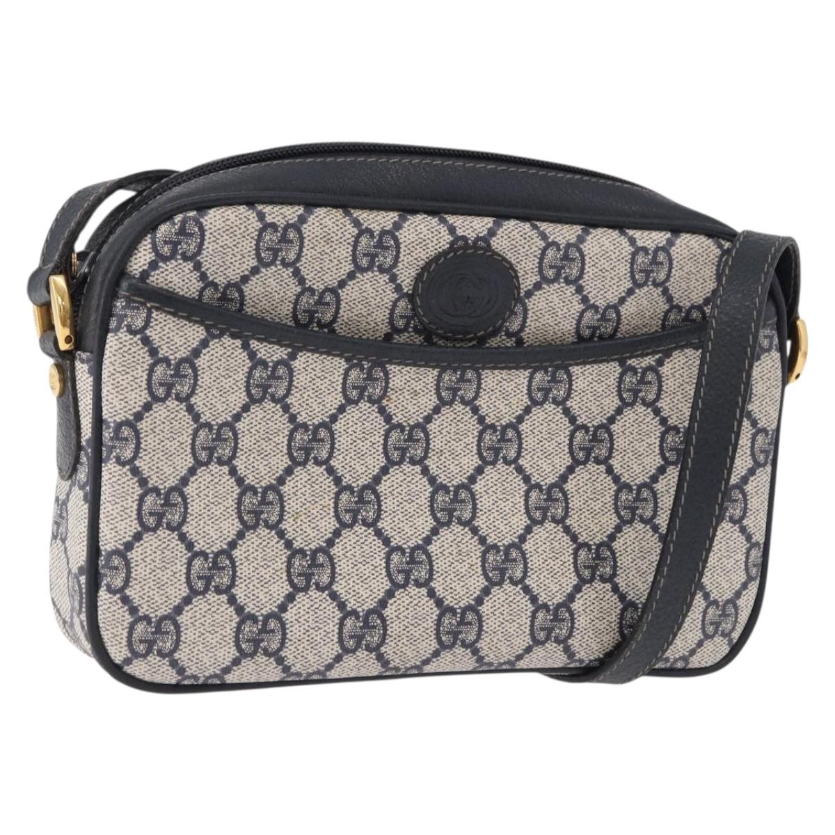 GUCCI GG Supreme Shoulder Bag PVC Navy Gold 007 56 0095 Auth ep15119