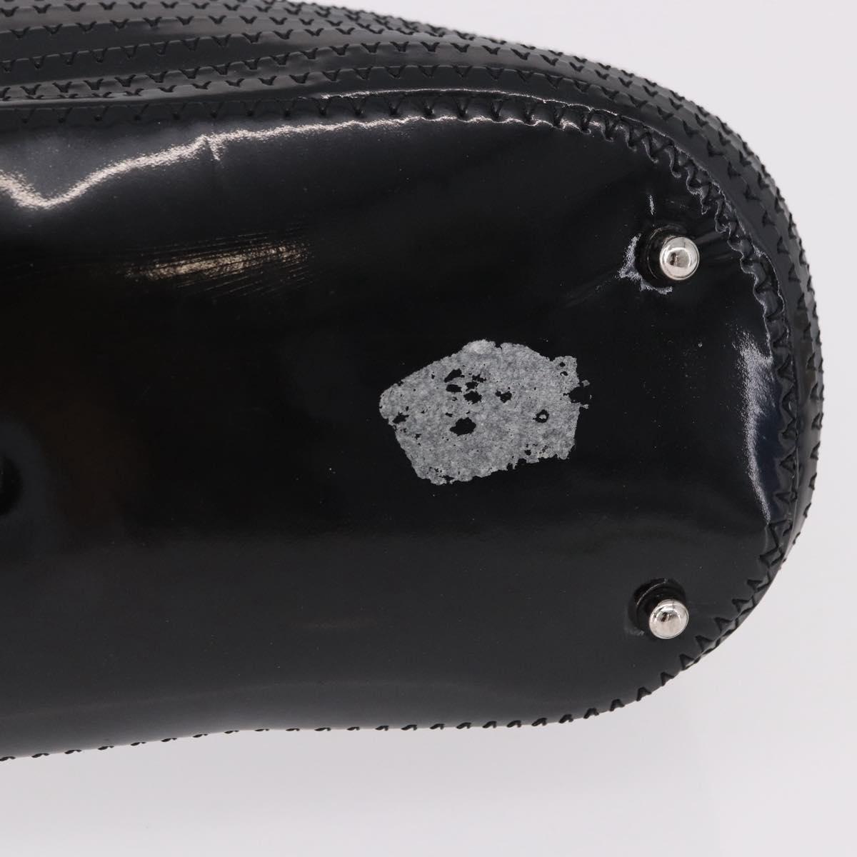 GUCCI Bamboo Hand Bag Patent Leather Black Silver 002 1817 0413 Auth ep15120