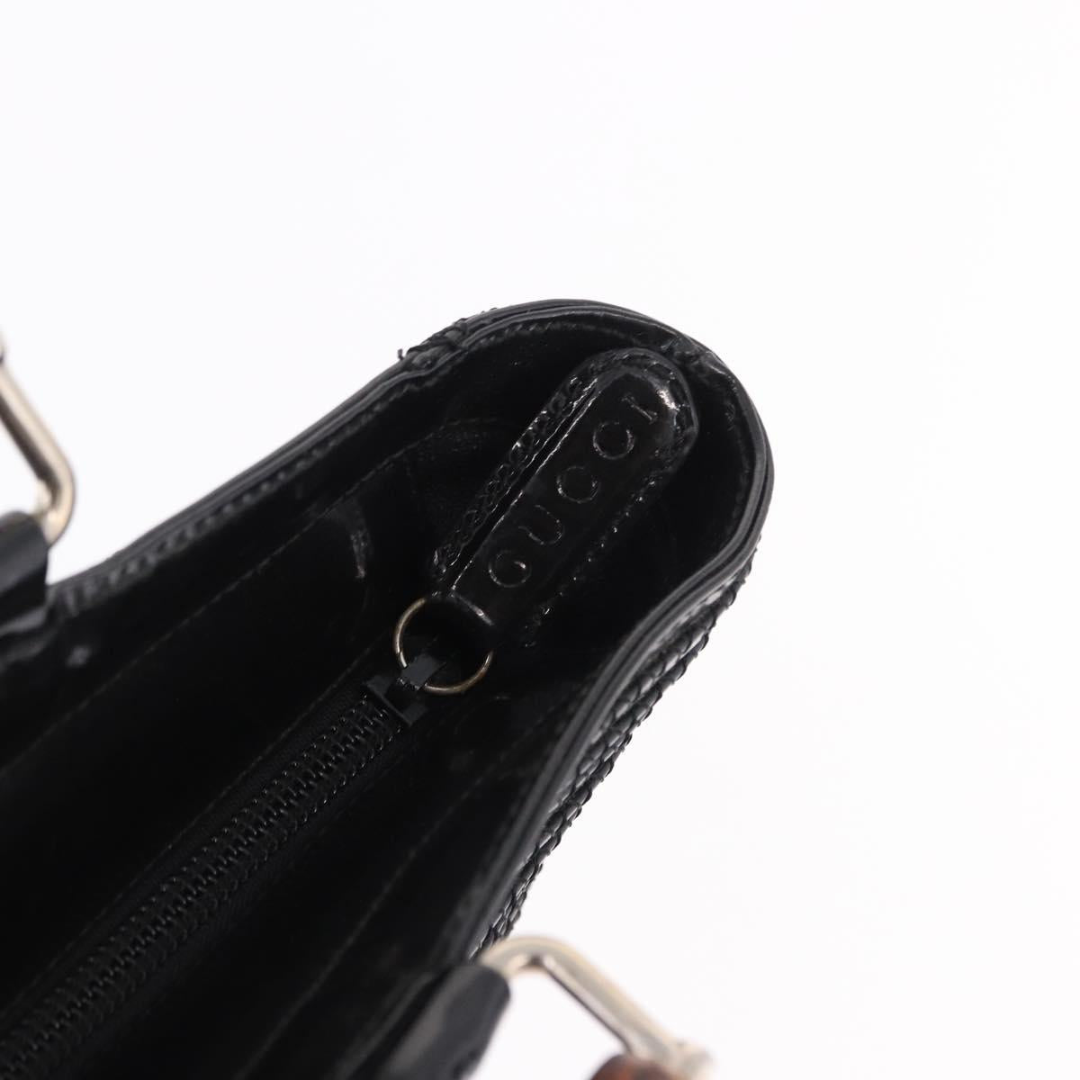GUCCI Bamboo Hand Bag Patent Leather Black Silver 002 1817 0413 Auth ep15120