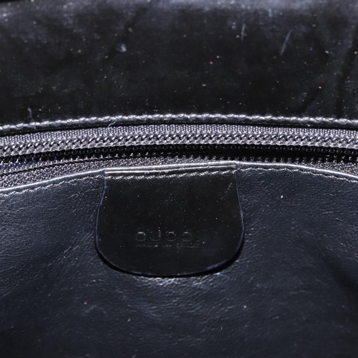 GUCCI Bamboo Hand Bag Patent Leather Black Silver 002 1817 0413 Auth ep15120