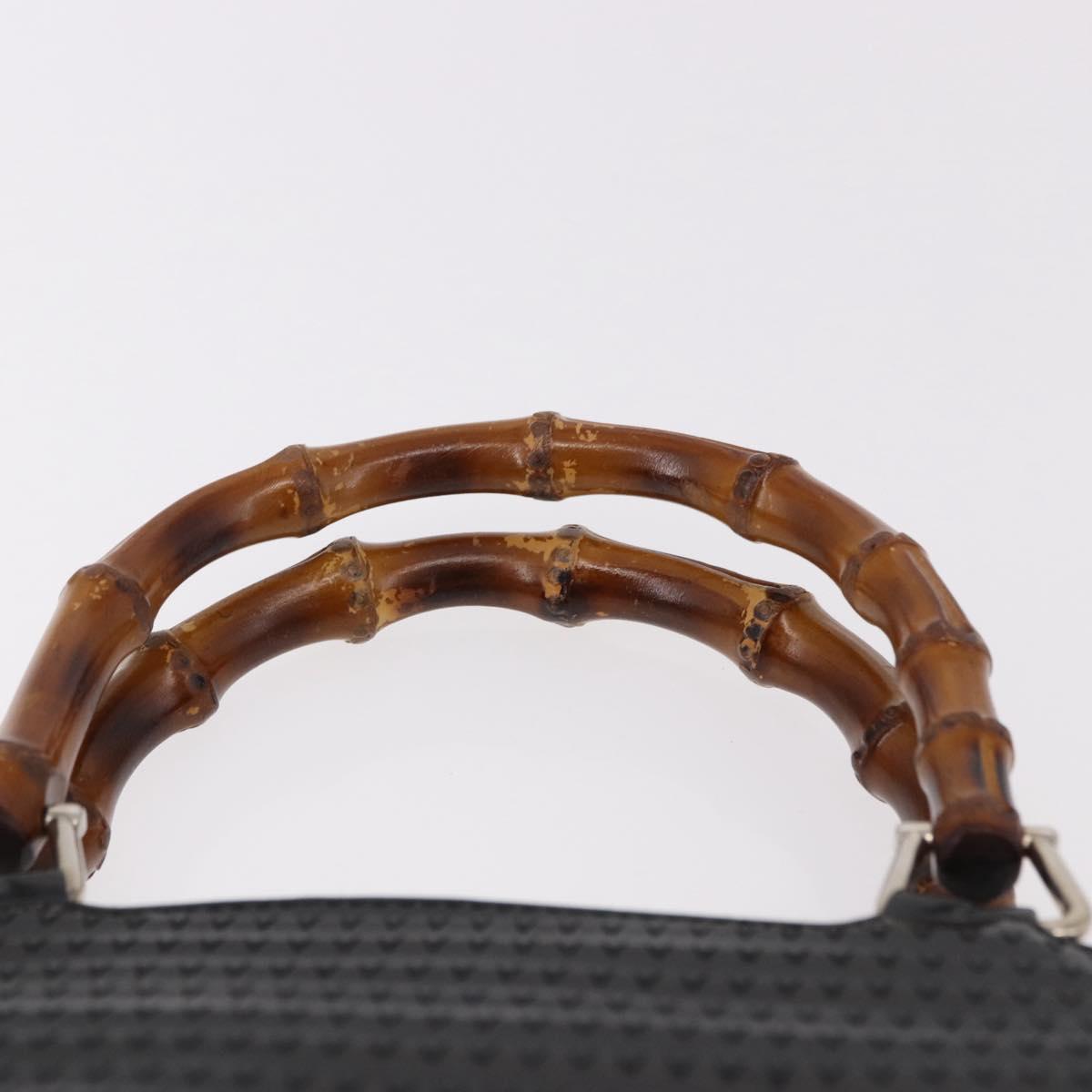 GUCCI Bamboo Hand Bag Patent Leather Black Silver 002 1817 0413 Auth ep15120