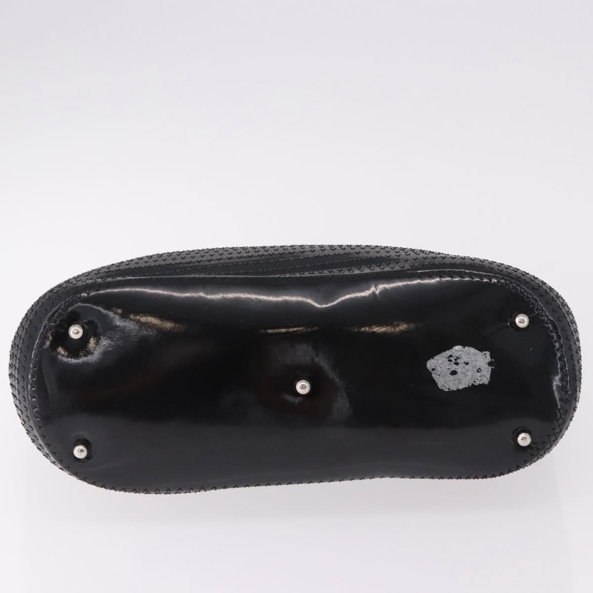 GUCCI Bamboo Hand Bag Patent Leather Black Silver 002 1817 0413 Auth ep15120