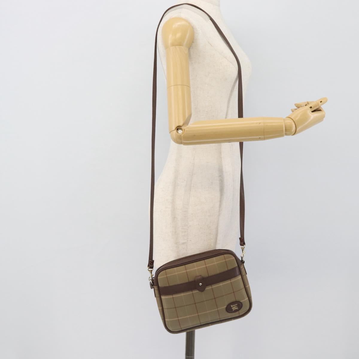 Burberrys Nova Check Shoulder Bag Canvas Beige Gold Auth ep15123