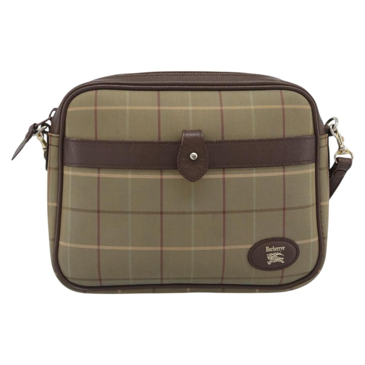 Burberrys Nova Check Shoulder Bag Canvas Beige Gold Auth ep15123