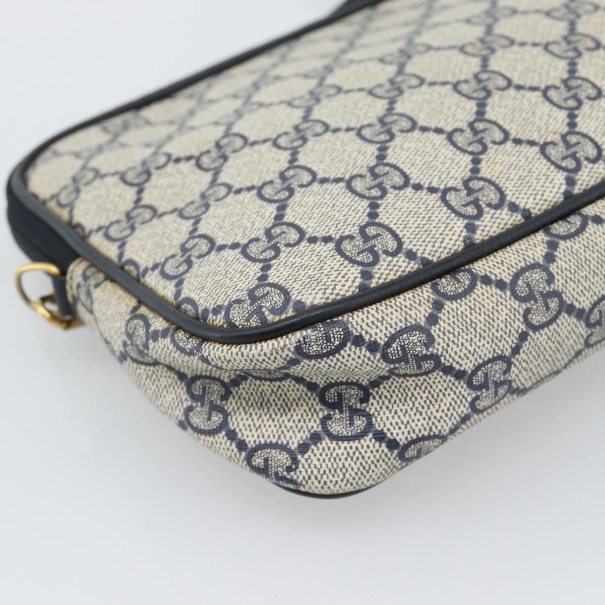 GUCCI GG Supreme Shoulder Bag PVC Navy Gold 97 02 068 Auth ep15124