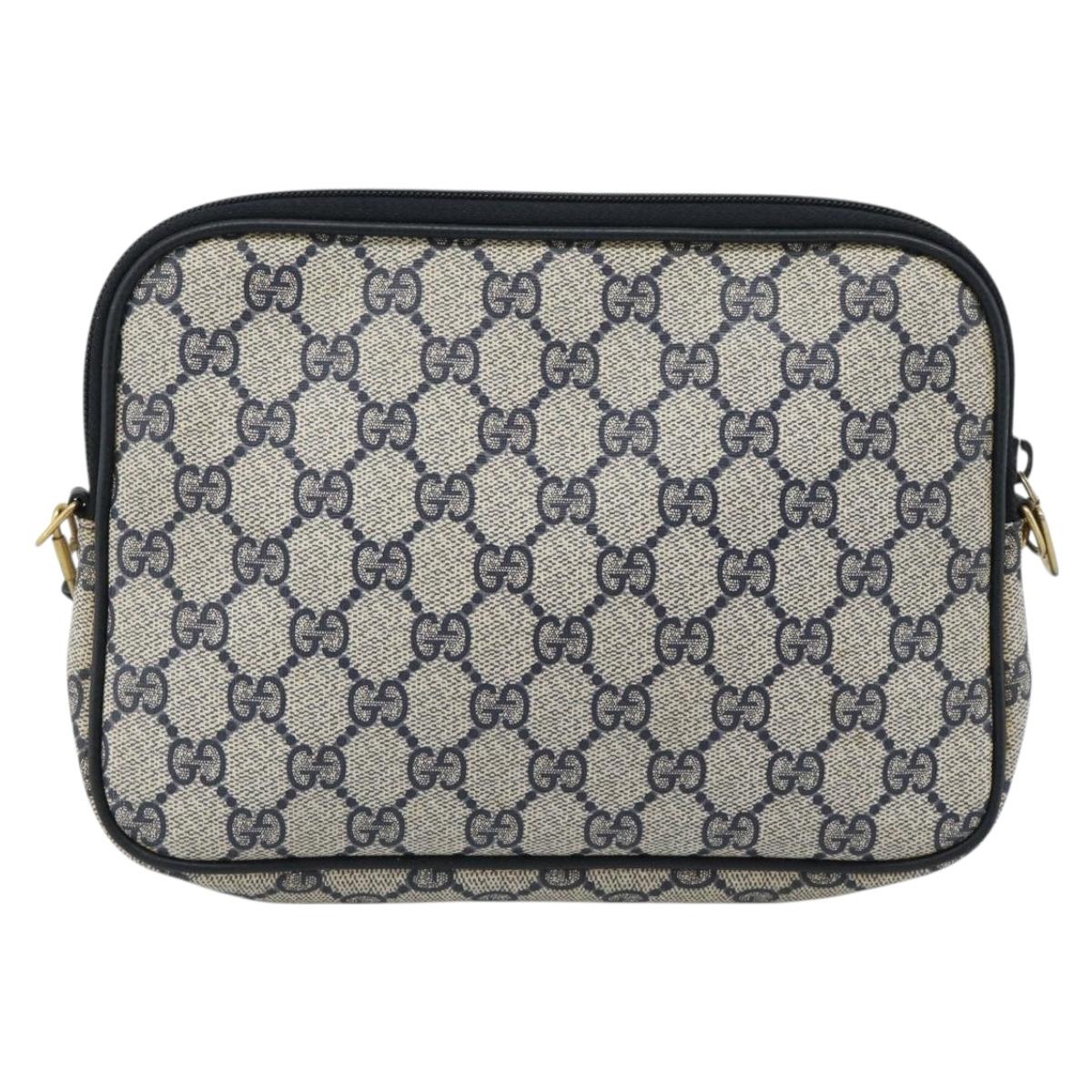GUCCI GG Supreme Shoulder Bag PVC Navy Gold 97 02 068 Auth ep15124