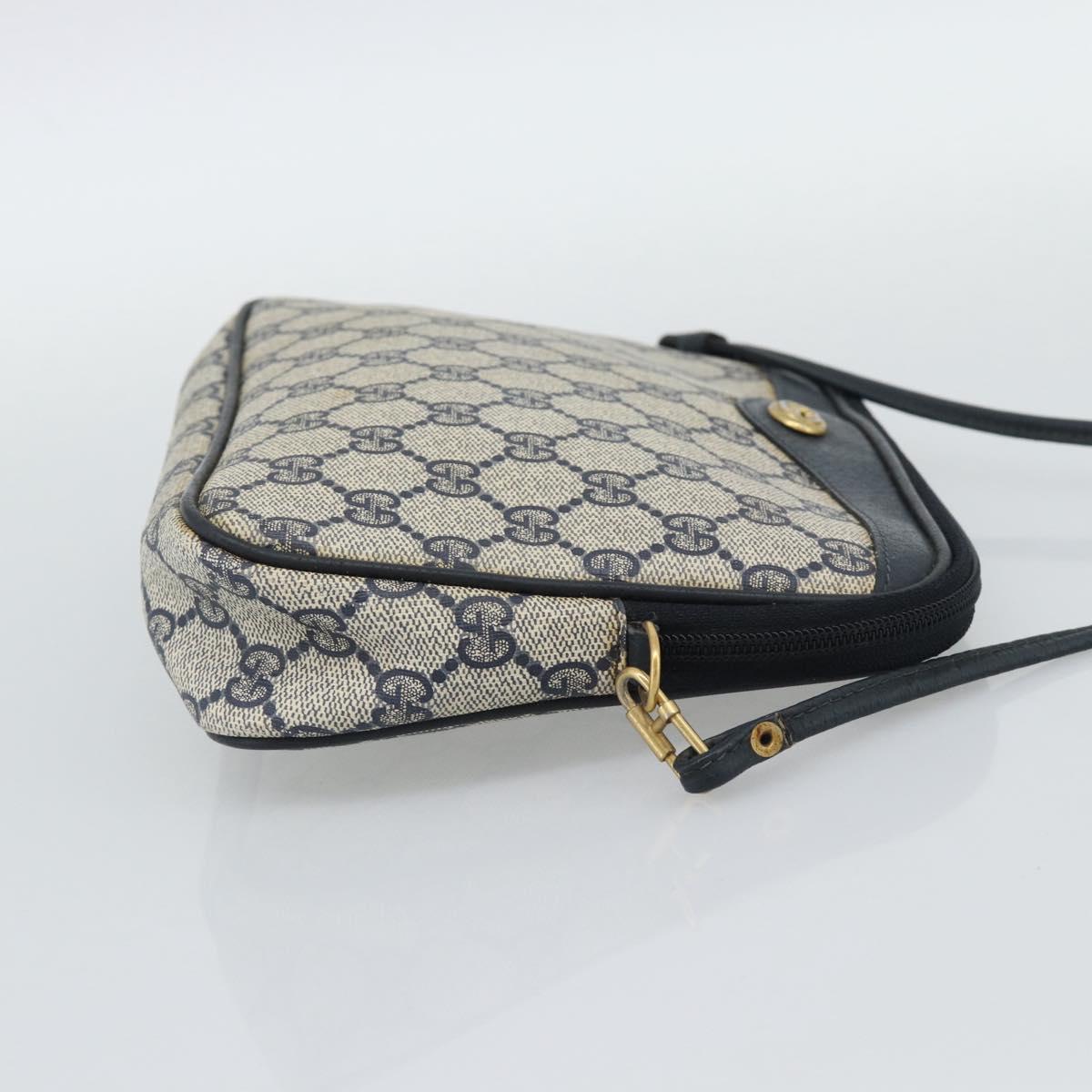 GUCCI GG Supreme Shoulder Bag PVC Navy Gold 97 02 068 Auth ep15124