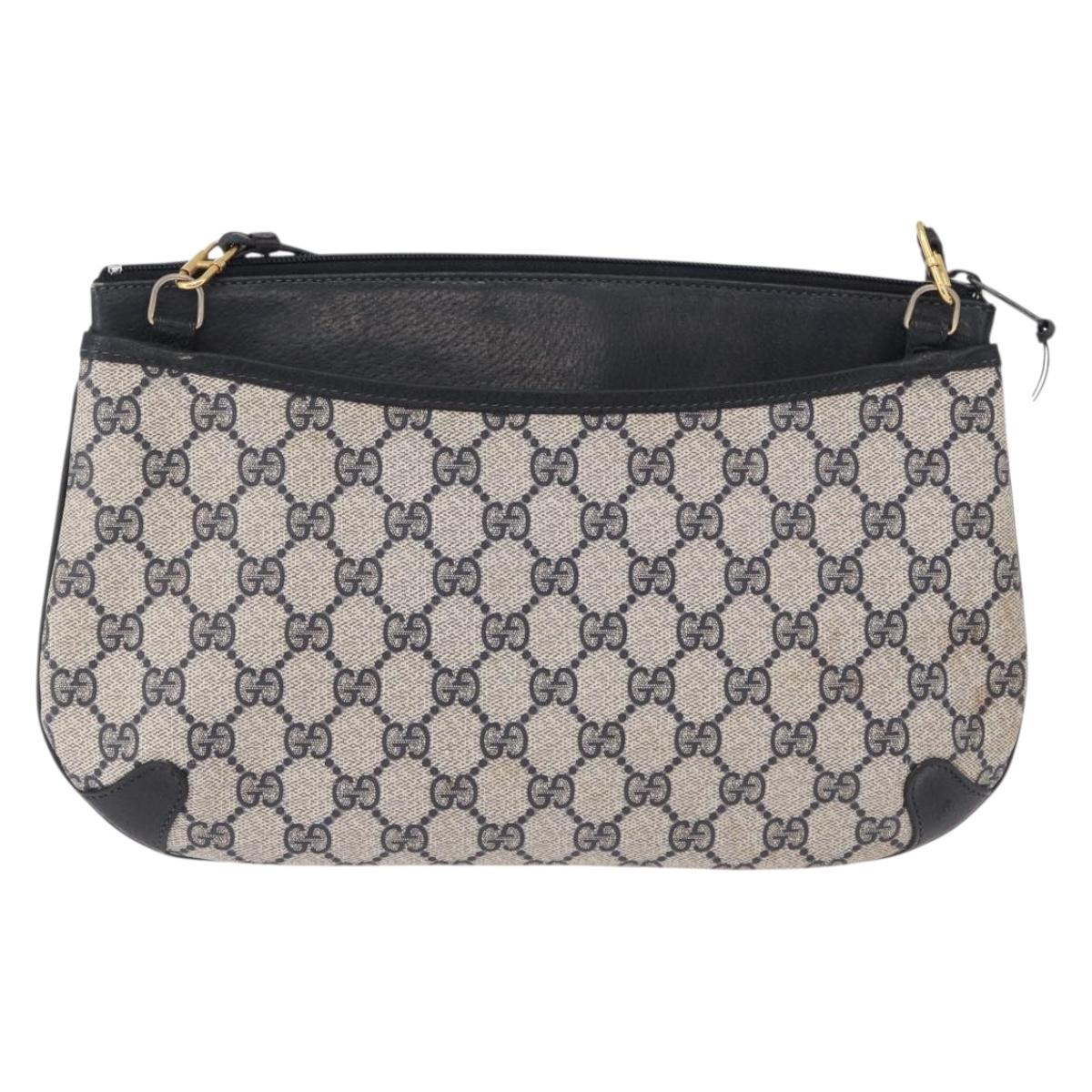 GUCCI GG Supreme Sherry Line Shoulder Bag PVC Navy Gold 39 02 026 Auth ep15125