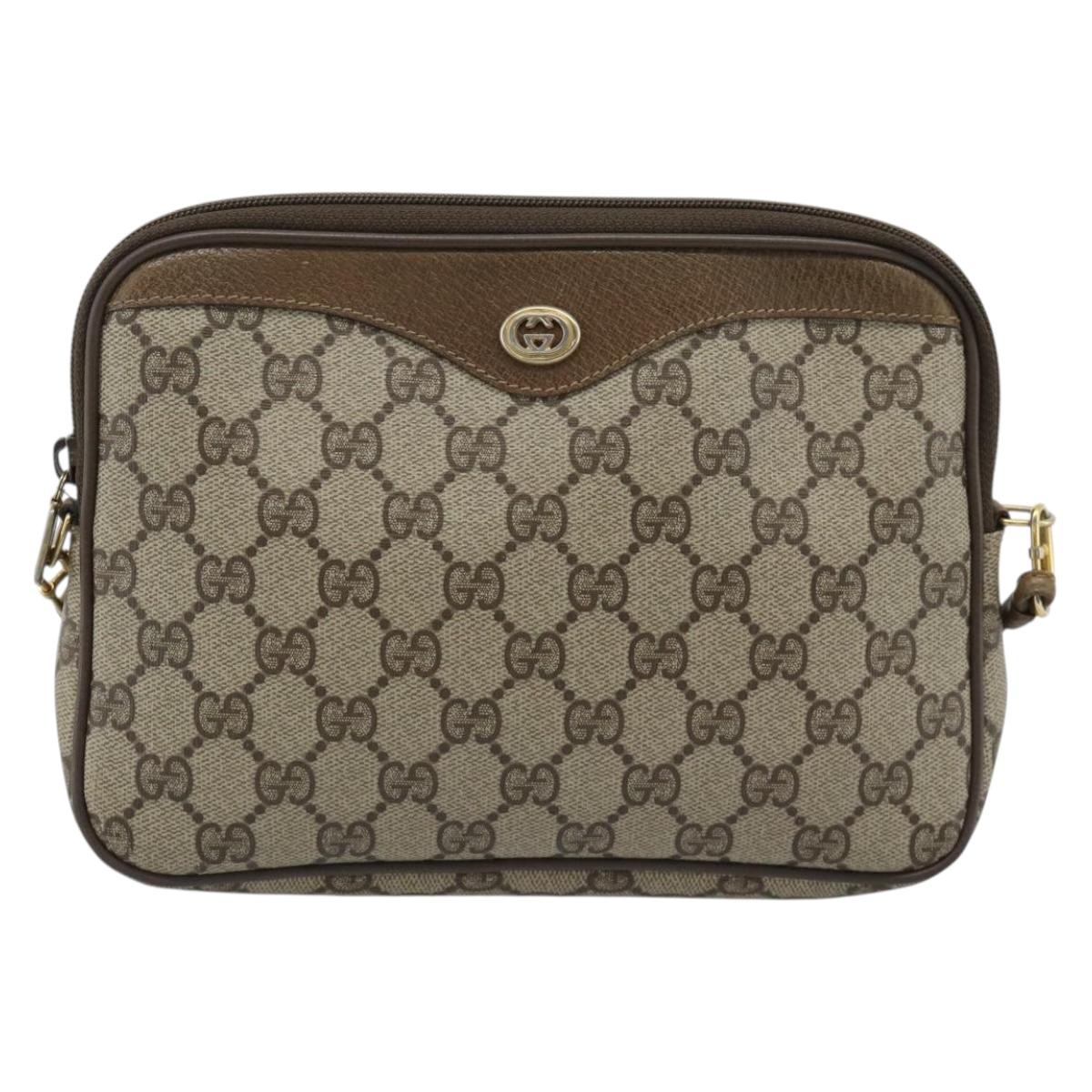 GUCCI GG Supreme Shoulder Bag PVC Beige Gold 97 02 068 Auth ep15126