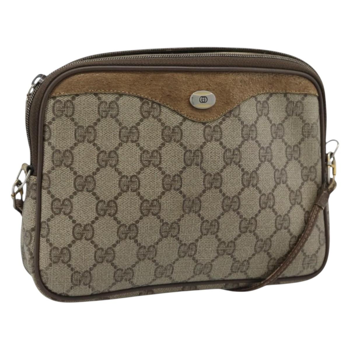 GUCCI GG Supreme Shoulder Bag PVC Beige Gold 97 02 068 Auth ep15127
