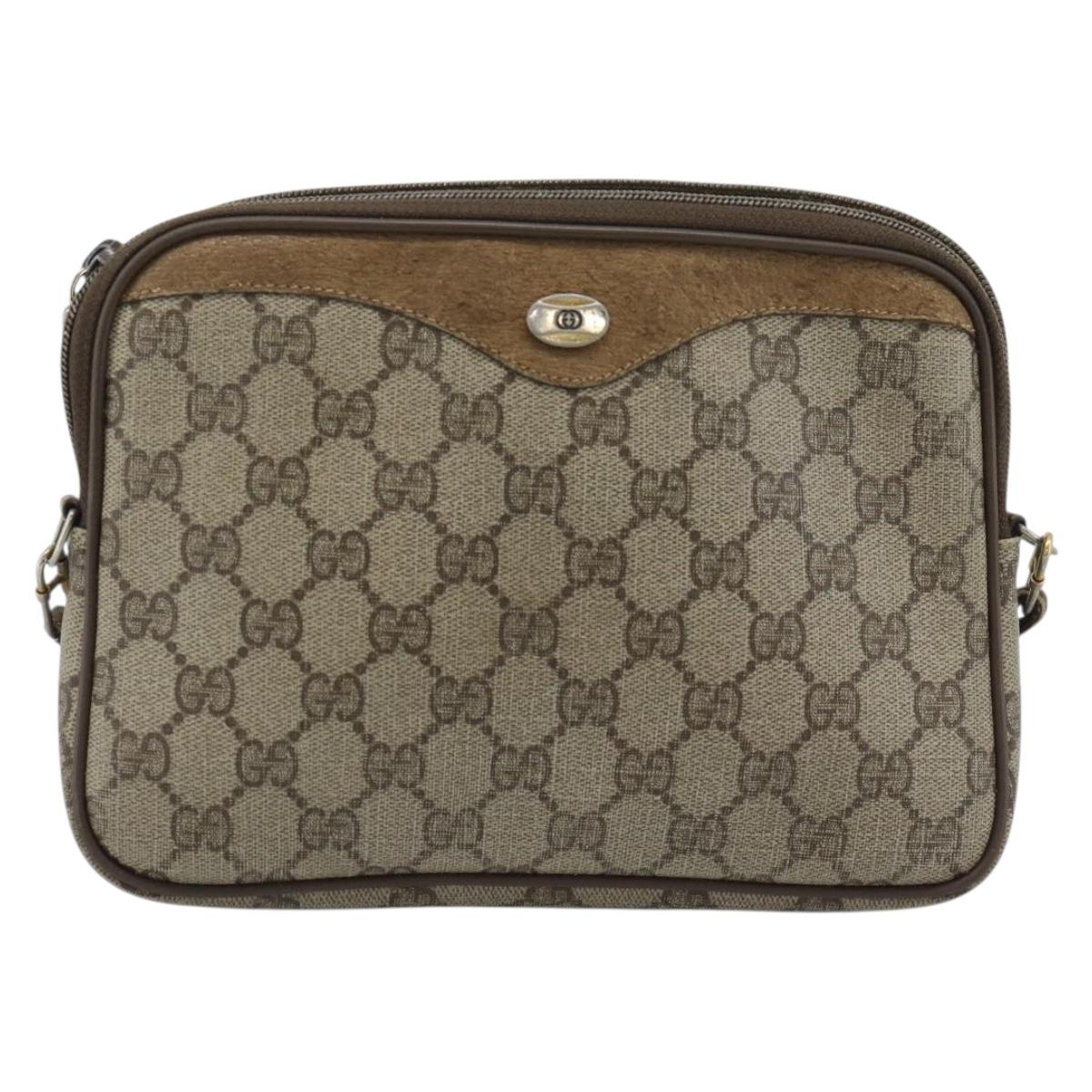 GUCCI GG Supreme Shoulder Bag PVC Beige Gold 97 02 068 Auth ep15127