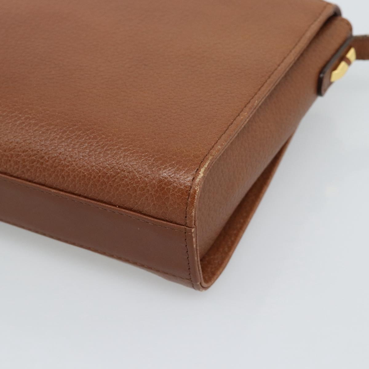Burberrys Shoulder Bag Leather Brown Gold Auth ep15128