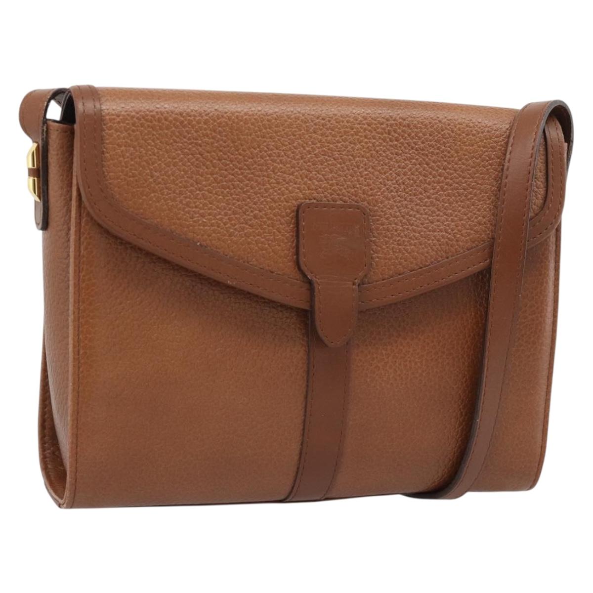 Burberrys Shoulder Bag Leather Brown Gold Auth ep15128