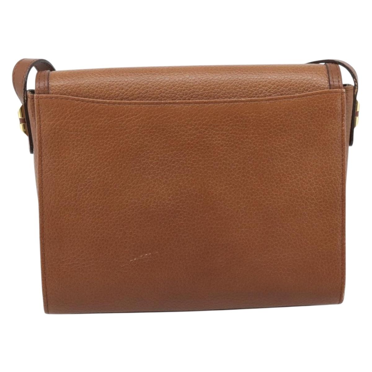 Burberrys Shoulder Bag Leather Brown Gold Auth ep15128