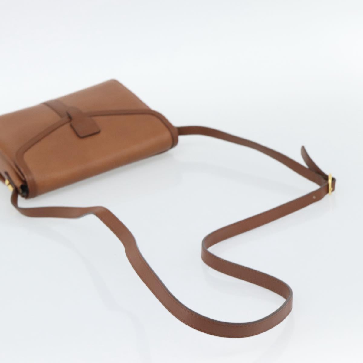 Burberrys Shoulder Bag Leather Brown Gold Auth ep15128