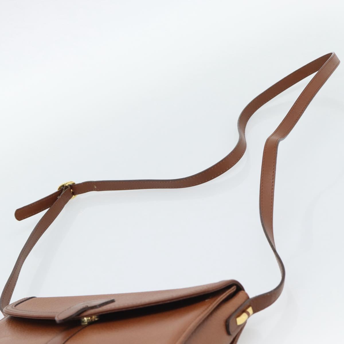 Burberrys Shoulder Bag Leather Brown Gold Auth ep15128