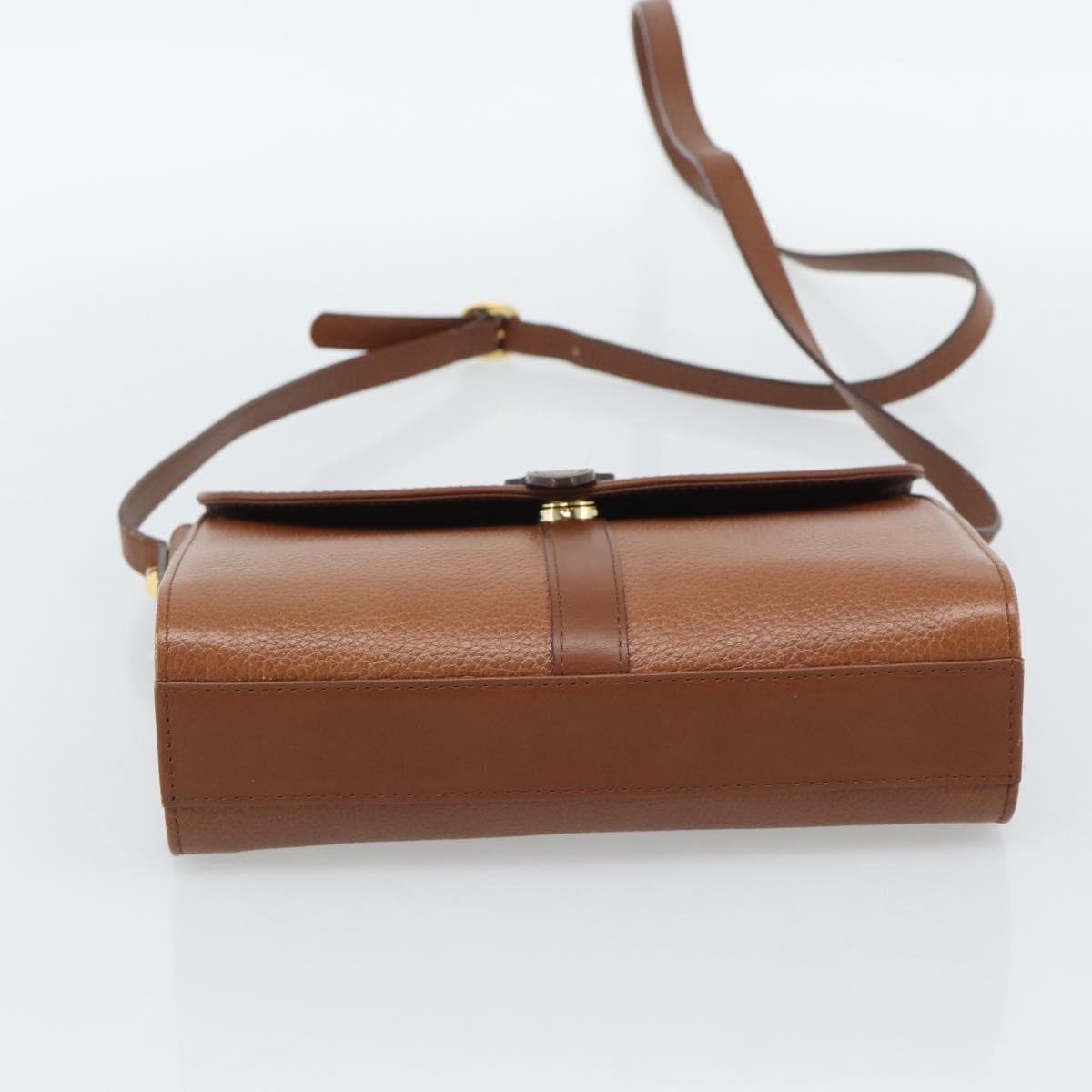 Burberrys Shoulder Bag Leather Brown Gold Auth ep15128