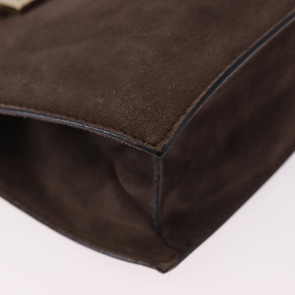GUCCI Hand Bag Suede Brown Gold 007 2046 0284 Auth ep15129