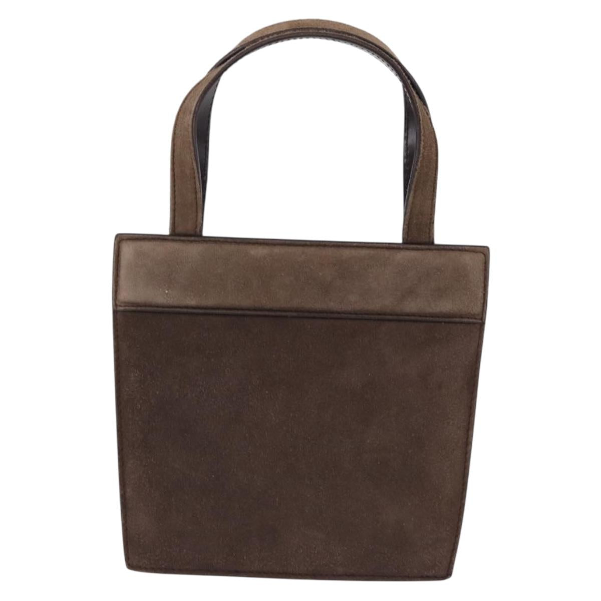 GUCCI Hand Bag Suede Brown Gold 007 2046 0284 Auth ep15129
