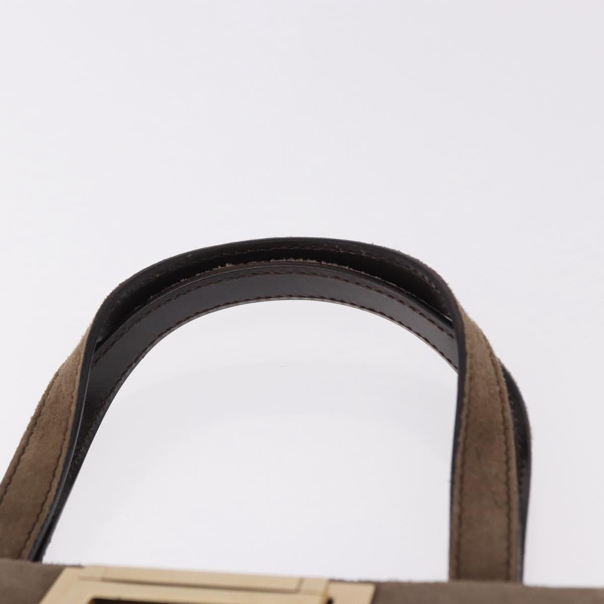 GUCCI Hand Bag Suede Brown Gold 007 2046 0284 Auth ep15129