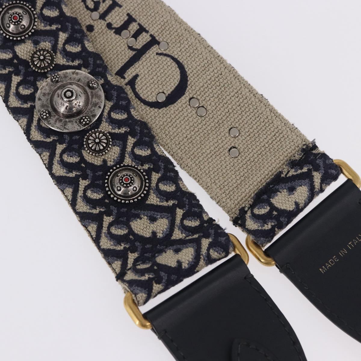 Christian Dior Trotter Canvas Shoulder Strap 36.6"" Navy Gold Auth ep15133M